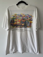 VINTAGE 1996 Perry Ellis Grand Prix Club Racing Randy Owens Retro Art T-Shirt