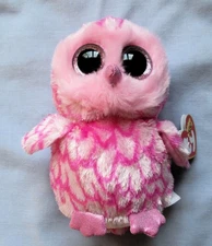 Ty Beanie Boos - PINKY the OWL  6"  NEW & MINT TAGS - Glitter Eyes