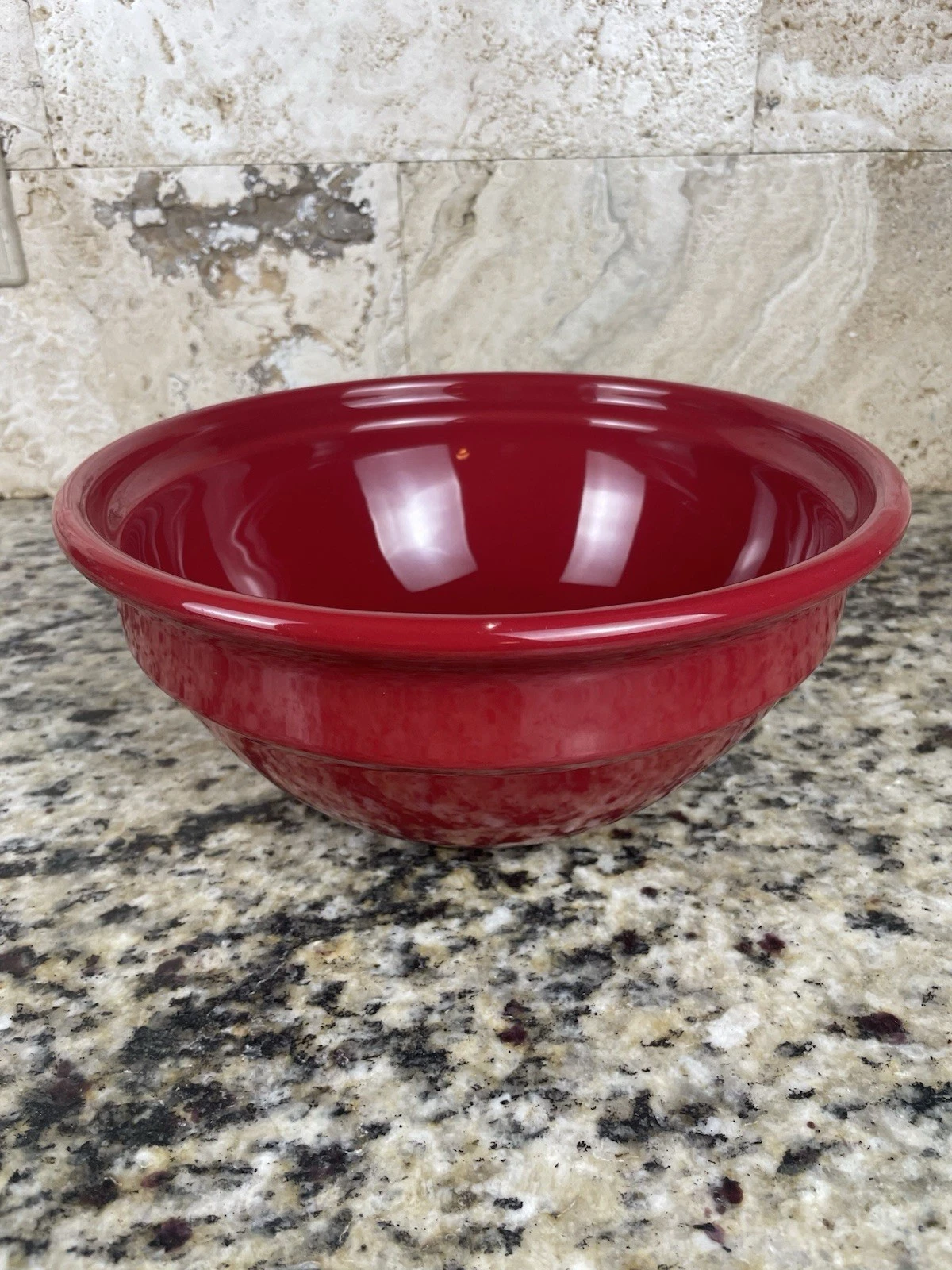 Emile Henry Mixing Bowl Red 10.25” 3424 France Stoneware Ceramic Modele Depose