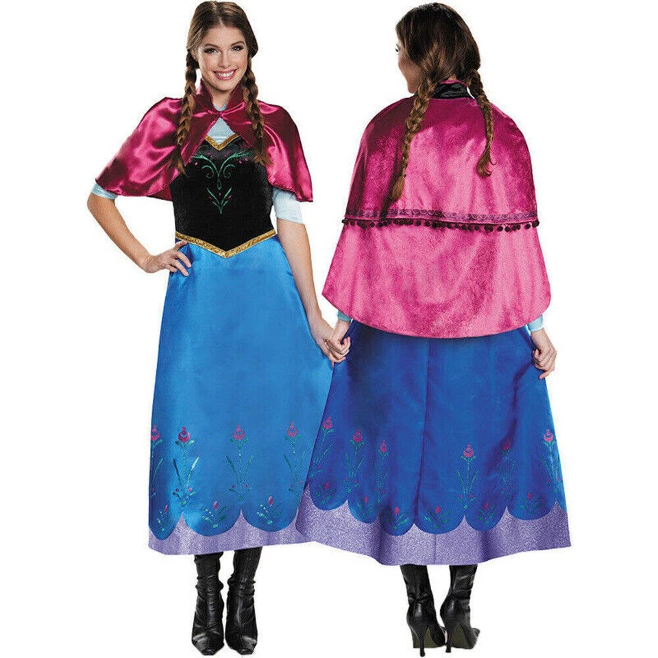 Damen Frozen Prinzessin Elsa Anna Party Kleider Fasching Karneval Cosplay Kostüm - Bild 4 von 4