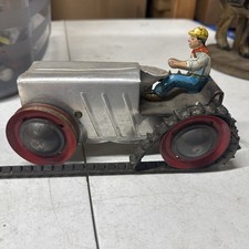 1950s Marx Toys Tin Litho Wind Up Caterpiller Style Bulldozer with Driver