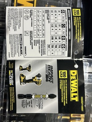DEWALT DWANGFT100SET 100pc Metal Drill/Driver Bit Set in Clear Case