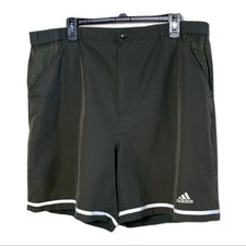 Adidas Olive Green and White Men's Shorts Size L