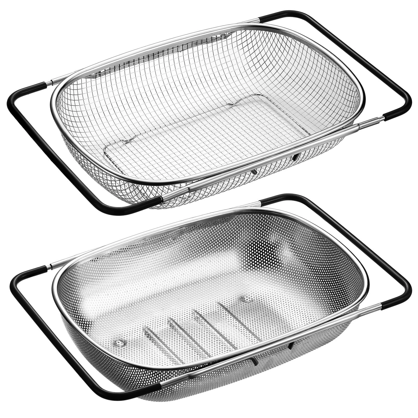 2 Pcs Large Over The Sink Colander, 6 Quart Stainless Steel Colander with Fin...
Opens in a new wind