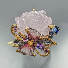 Vintage ring 34 ct Natural Rose Quartz Ring 925 Sterling Silver Size 8 /R472914