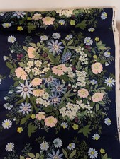 27m Jonelle Belinda Blue Floral Cotton Fabric Passionflower Dog Roses Upholstery