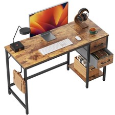 Computer Desk with 2 Drawers, 40 Inch Small Home Office Desk Study Writing Ta...
