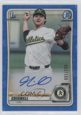 2020 Bowman Draft Chrome Picks Blue Refractor 62/150 Jeff Criswell Auto h1k
