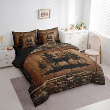 Feelyou Deer Comforter Set with Sheets King Size 7 Piece Kids Rustic Hunting Bed