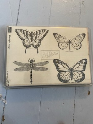 Stampin Up Wonderful Wings Set of 4 2001 Butterfly Dragonfly