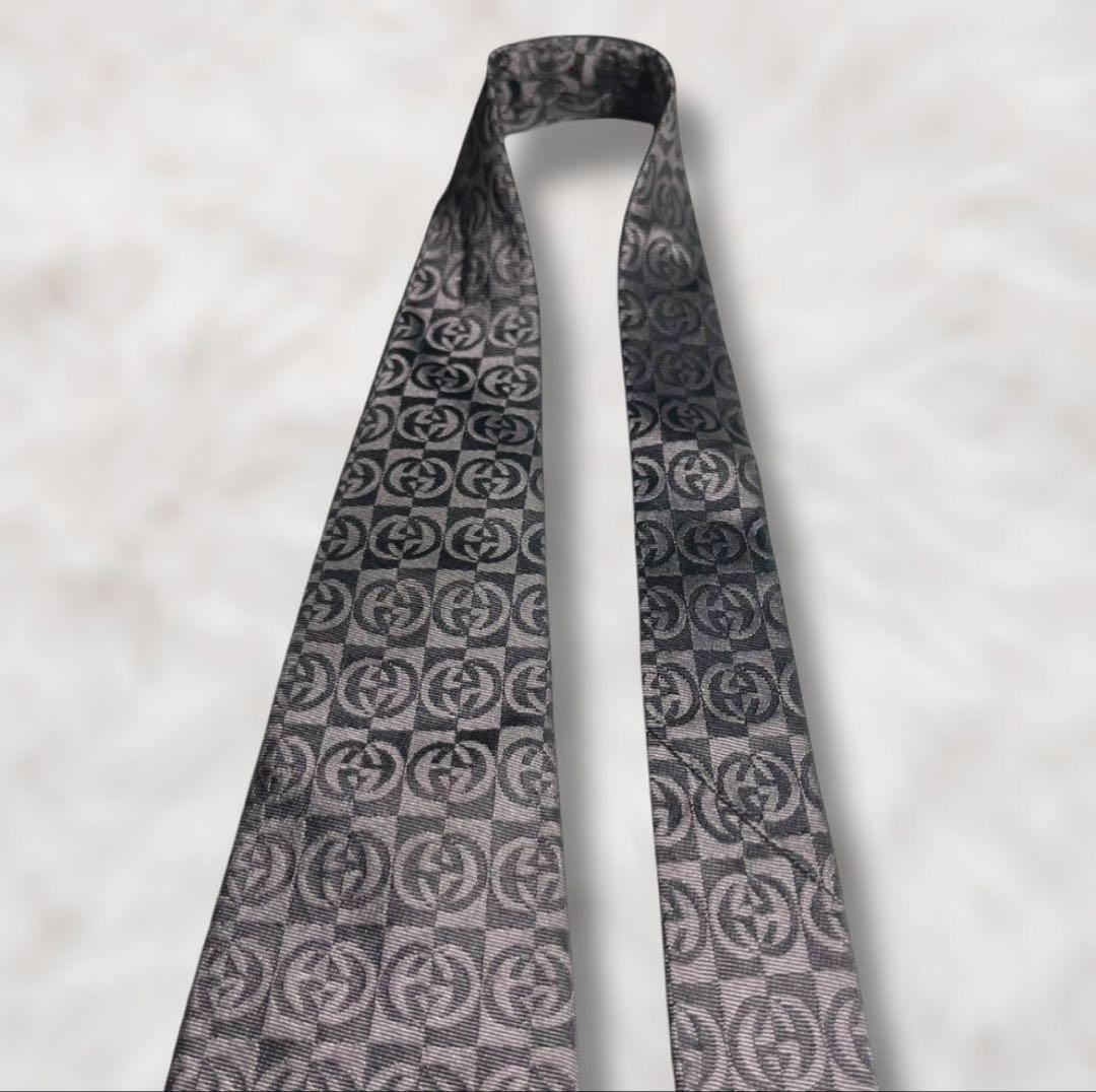 Good Condition GUCCI GG Pattern Silver Black Men … - image 4