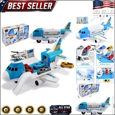 Transport Cargo Airplane and Vehicle Play Set - Friction-Powered Fun for Ages 3+