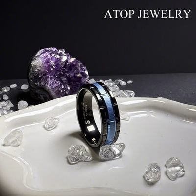 #ad 8mm Blue black Surface Brushed Tungsten Ring ATOP Mens Wedding Band $19.99