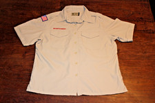 Boy Scouts of America BSA Women's Shirt Tan Large Vented Poly Microfiber No Patc
