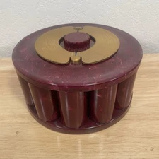 VINTAGE Turnit Mfg. Carousel POKER CHIP CADDY HOLDER Red Swirled Bakelite Style