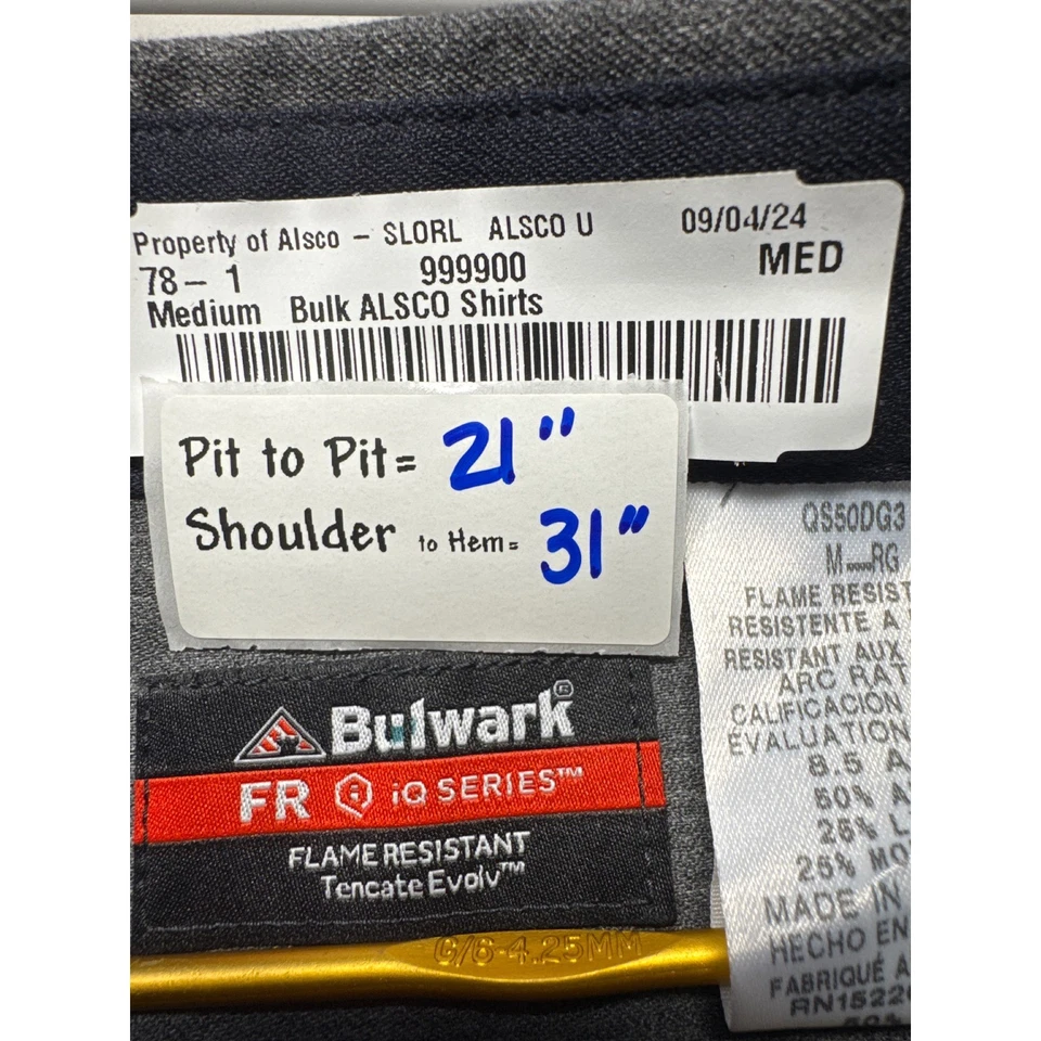 Bulwark FR iQ Series Lightweight Comfort Woven Work Shirt Men Medium Grey - Image 3 of 4