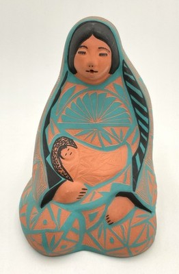 Storyteller Doll Acoma Pueblo Pottery Signed Joseph K Lewis Sandra Castillo READ