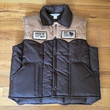 Vintage 80  s Western Yoke Style Cowboy Rancher Milk Beef Vest Large Rockabilly