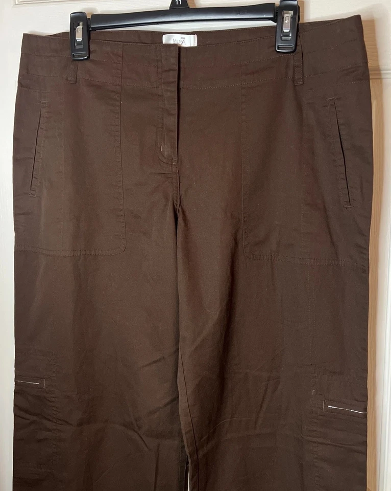 Pantalones Metro7 Mujer Talla Grande Marrón Carga Pierna Ancha Talla 14 Missy Bordados Foto 2 de 4