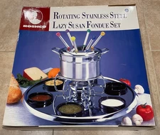 Roshco Rotating Stainless Steel Lazy Susan Fondue Set