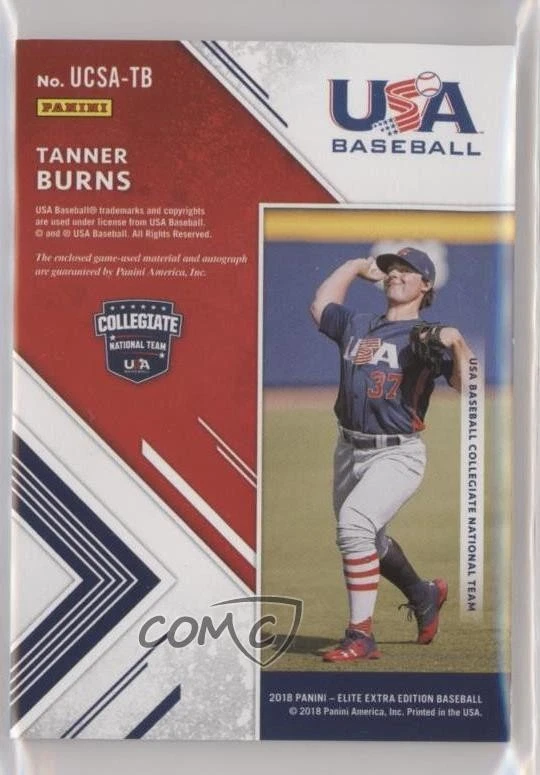 2018 Elite Extra Edition USA Collegiate Silhouette Purple /10 Tanner Burns Auto - Image 2 of 2
