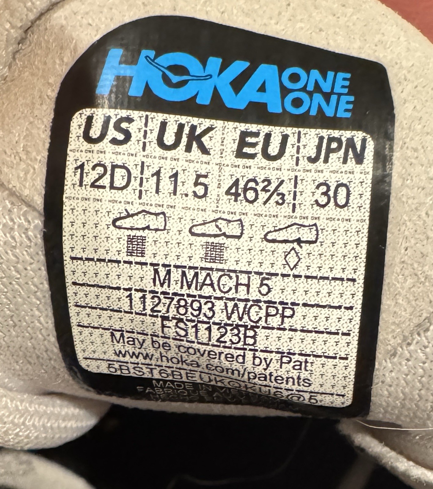 Hoka Mach 5 Men's Running Shoes White/Copper, Size 12 D thumbnail 6