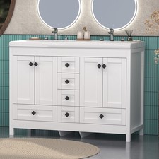 47" Bathroom Vanity with Double Sink Combo Storage Cabinet and 5 Storage Drawer