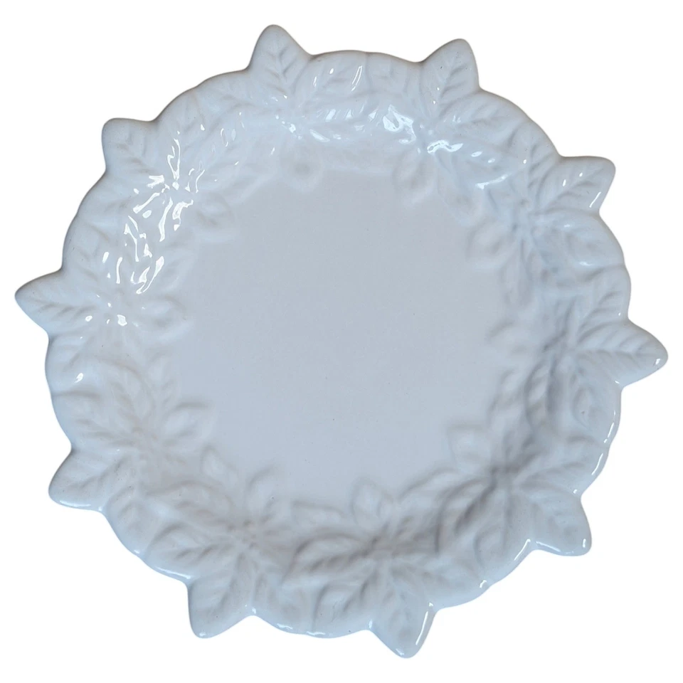 Temp-tations by Tara Juego de 8 Platos de Postre Rojo y Blanco Hoja de Navidad Foto 3 de 4