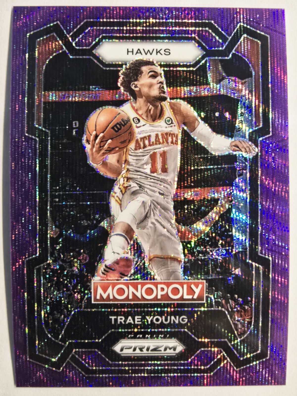 2023-2024 Panini Prizm Monopoly Purple Wave Prizm #4 Trae Young 🟣🌊