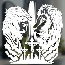 Jesus Lion of Judah Decal 7x7 - Christian King and Savior Vinyl Sticker -