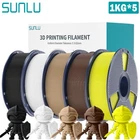 SUNLU 5x1KG PLA/PLA+2.0/SILK/PETG/ABS/TPU 3D Printer Filament 1.75mm 1KG/Spool