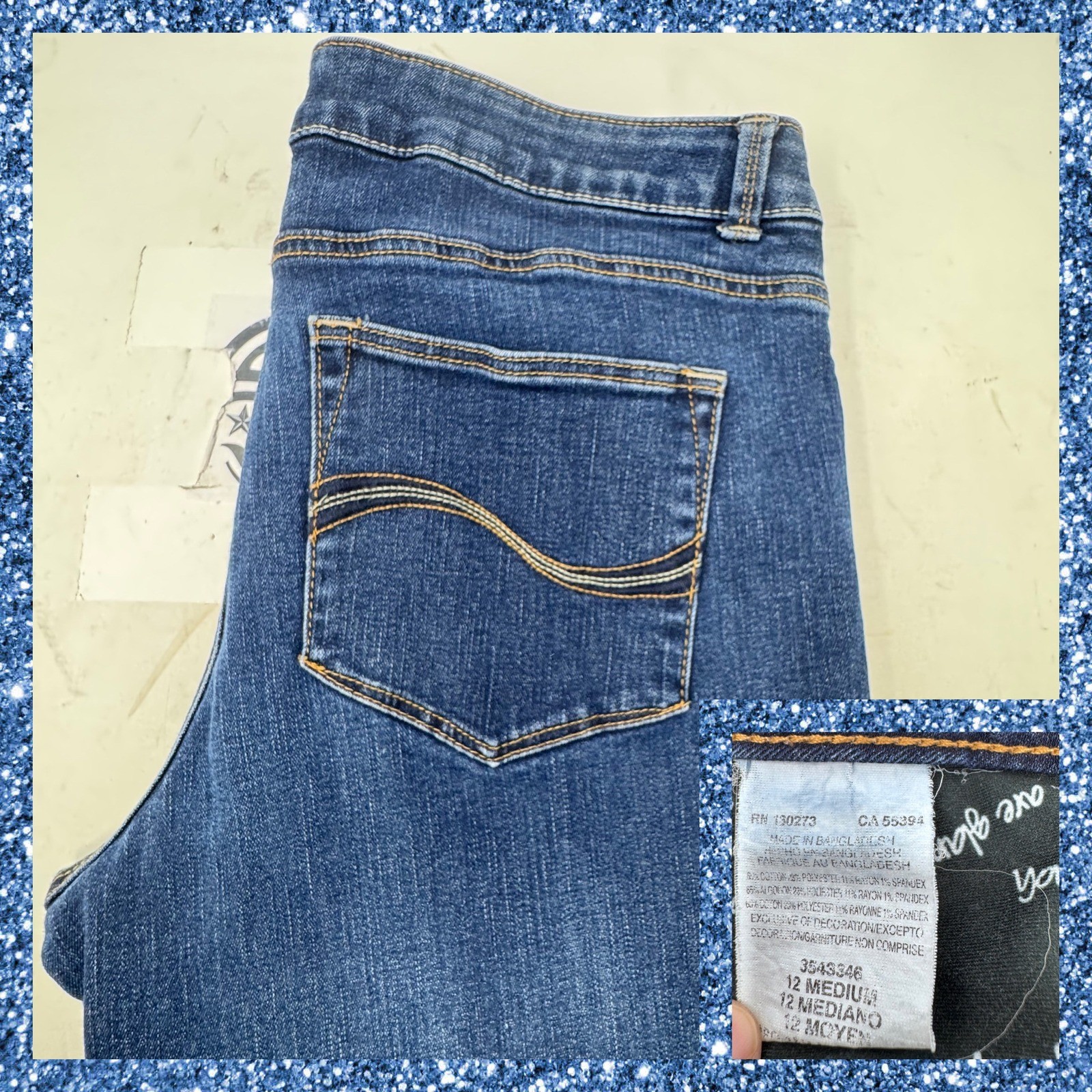 Medium Blue Wash Straight Leg Denim Pants Sz 12