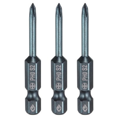 3pcs PH0 Phillips Screwdriver Bit 1/4'' Shank 2'' Long 0.12'' Rod Magnetic S2 Steel