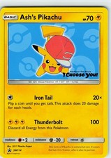 POKEMON ASH'S PIKACHU - SM114 PROMO SUN & MOON PROMO NEAR MINT on eBay