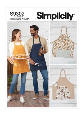 SIMPLICITY 9302 UNISEX SCHÜRZEN Schnittmuster in 4 verschiedenen Styles ONE SIZE