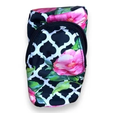 Modella TRAVEL CASE MAKEUP BRUSH BLACK PINK FLORAL LIGHTWEIGHT