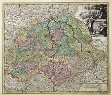 Sachsen Th&uuml;ringen Original Kupferstich Landkarte Weigel 1718