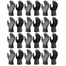ATLAS FIT 370 SHOWA BLACK LARGE NITRILE GARDENING WORK GLOVES, 12-PAIRS