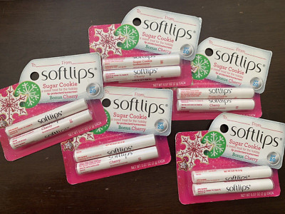 Softlips Lip Balm Christmas Stocking Stuffers 5x 2pk Sugar Cookie/Cherry