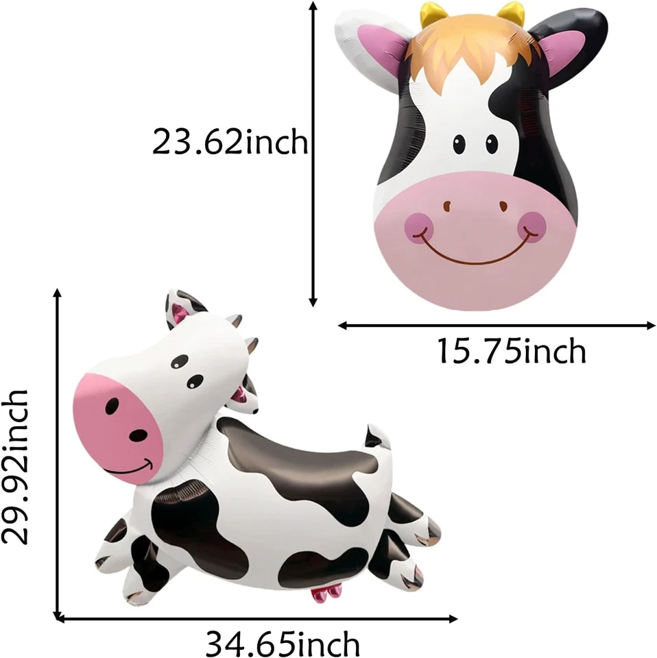6PCS Cow Shaped Foil Balloons for Kids Birthday Baby Shower Farm Animal Themed P - Image 4 of 4