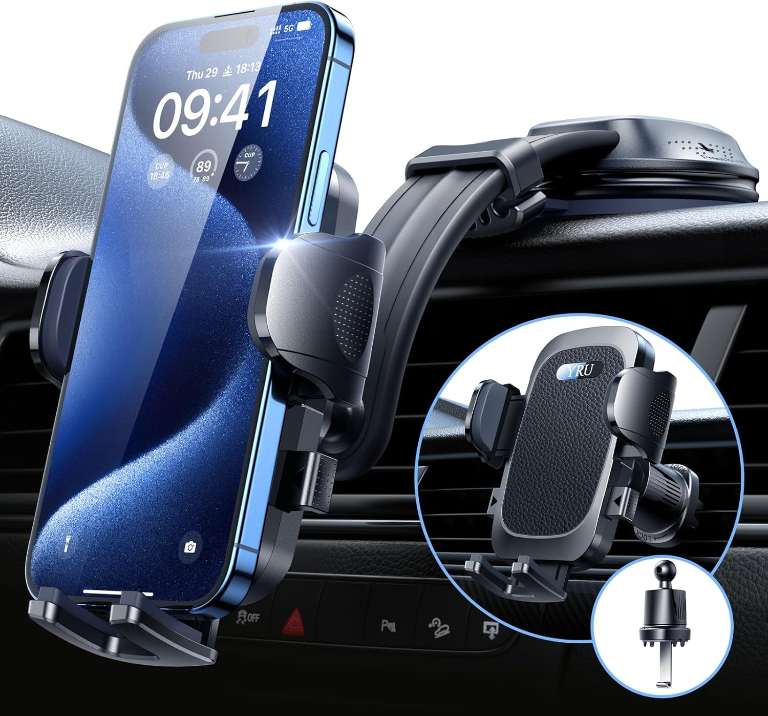 【2024 Neust & Stärkst】Handyhalterung Auto【Upgrade Biegbarer Aluminium Saugnapf】H