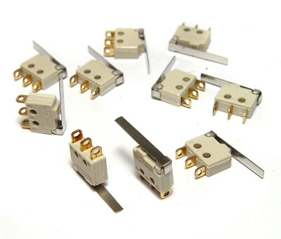 10x Burgess F4T7 Micro-Taster, Mikroschalter mit Hebel, Subminiatur-Switch, NOS