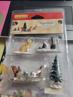 LEMAX Set of 4 FIGURINES WOODLAND ANIMALS Fox Rabbits Squirrels 2001 #12516 New!