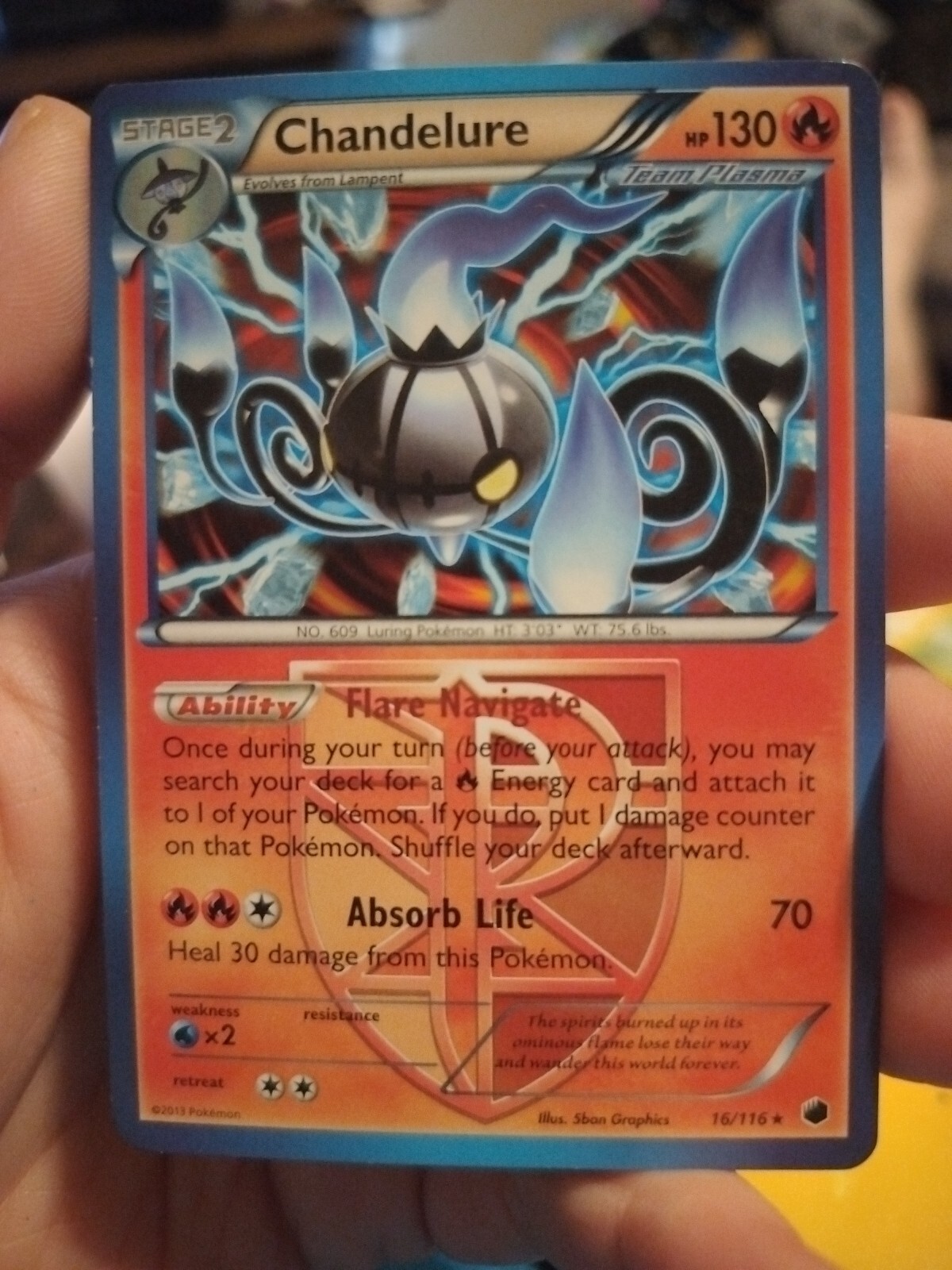 POKEMON TCG: BW PLASMA FREEZE CHANDELURE 16/116 RARE NON HOLO LP