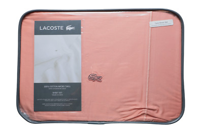 Lacoste 100% Cotton Match Point Collection Terracotta Twin Sheet Set