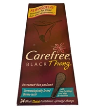 BLACK Carefree Thong Liners, Unscented liner.  * Fast * ships in 24 hrs *2 boxes