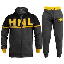 Kids Boys Charcoal Tracksuit Designer HNL Zipped Top Bottom Jogging Suit 7-13 Yr