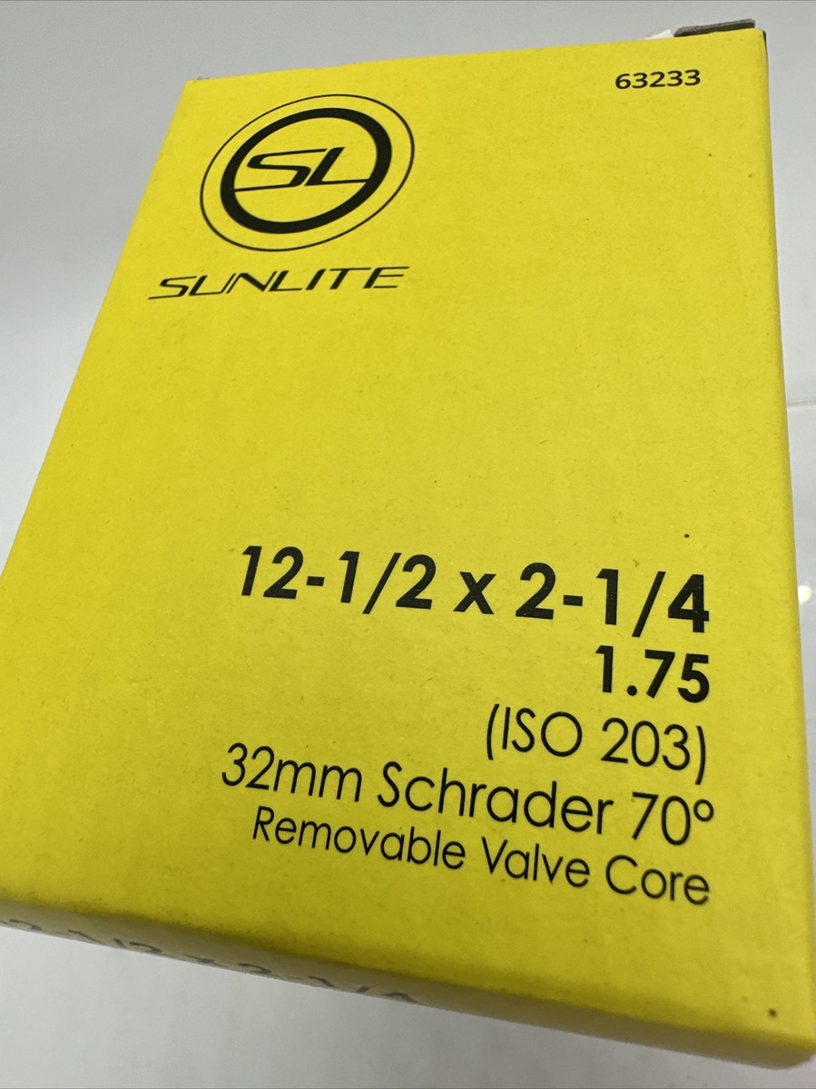 Sunlite Bicycle Inner Tube - 12 1/2 X 2 1/4 (1.75) Size, Schrader Valve, 70 Degree Stem