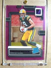2022 Christian Watson Clearly Donruss Rated Rookie Purple RC /175 MINT 🔥🔥🔥
