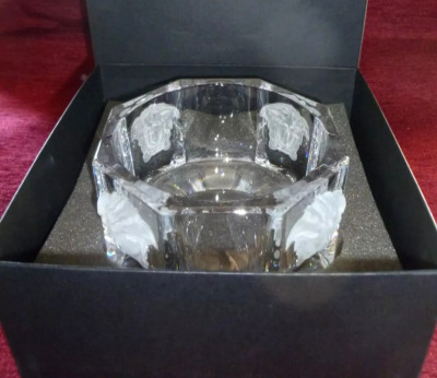 Versace Rosenthal Glas Kristall Flasche Untersetzer Medusa Luxus Authentisch Zertifikat Inc